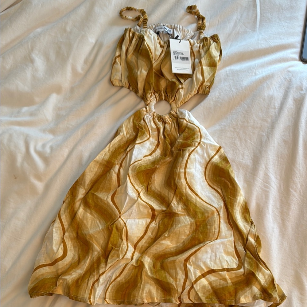 Faithful the brand cutout linen abstract pattern mini dress US size 4